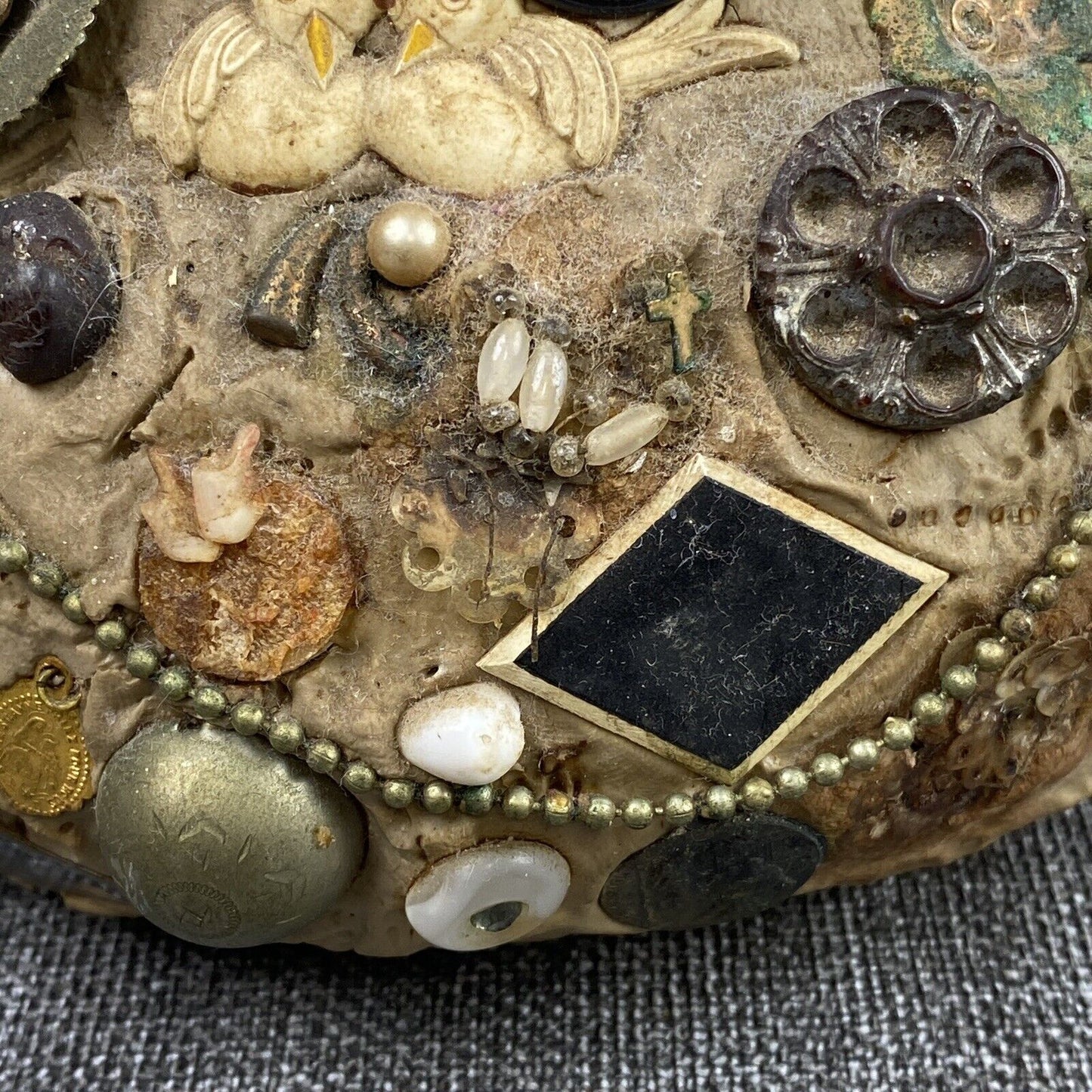 Vintage Kitsch Pottery Art with Glass Inside