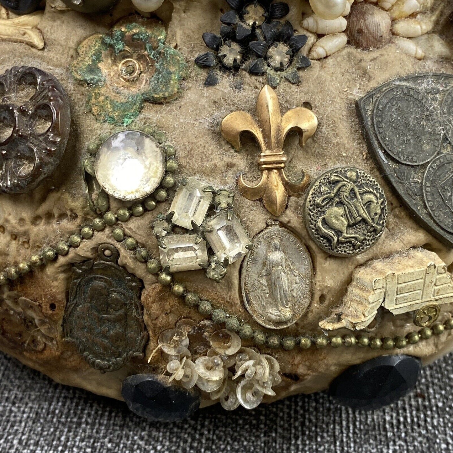 Vintage Kitsch Pottery Art with Glass Inside