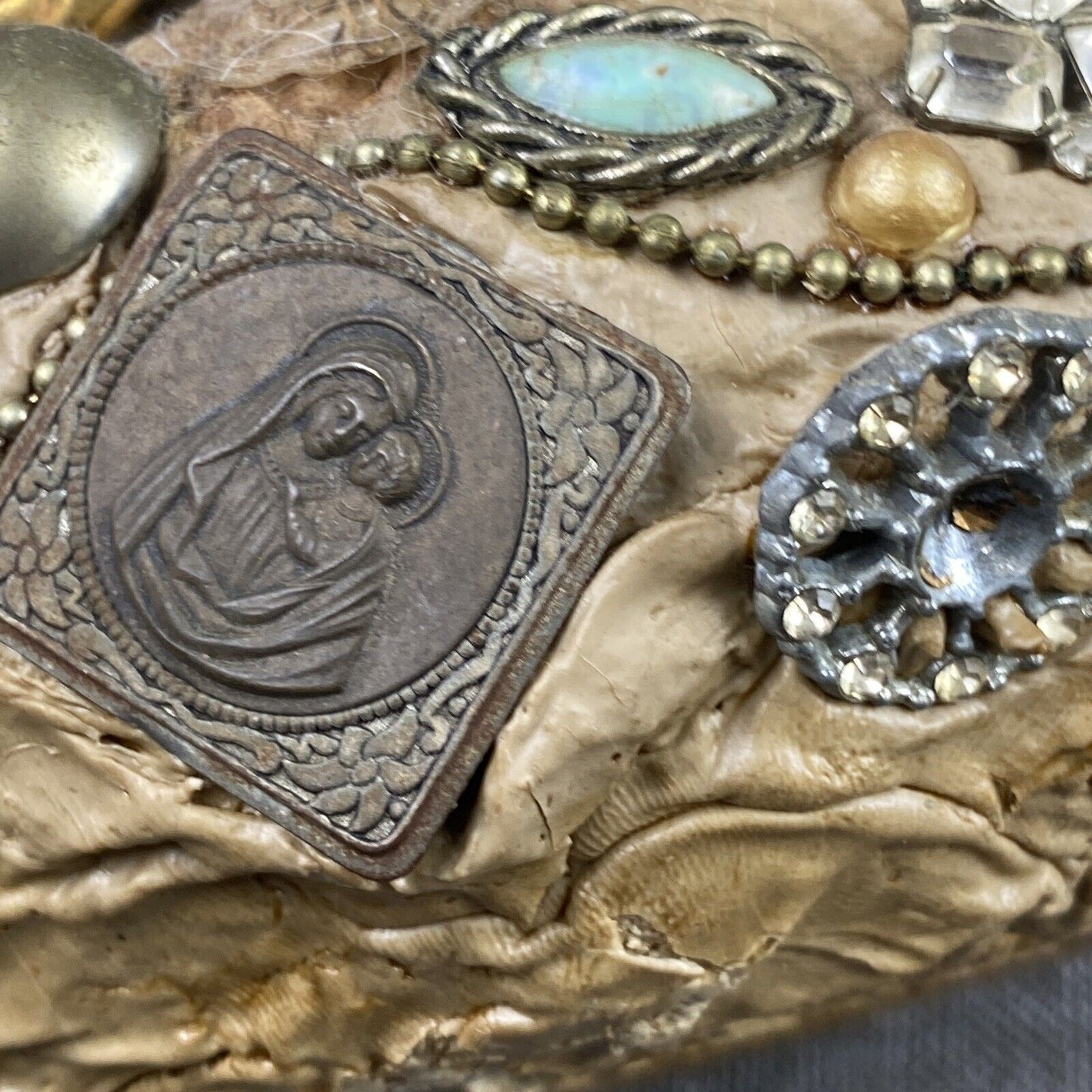 Vintage Kitsch Pottery Art with Glass Inside
