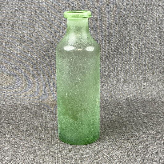Vintage Hand Blown Green Glass Bottle with pontil on the bottom 13" tall