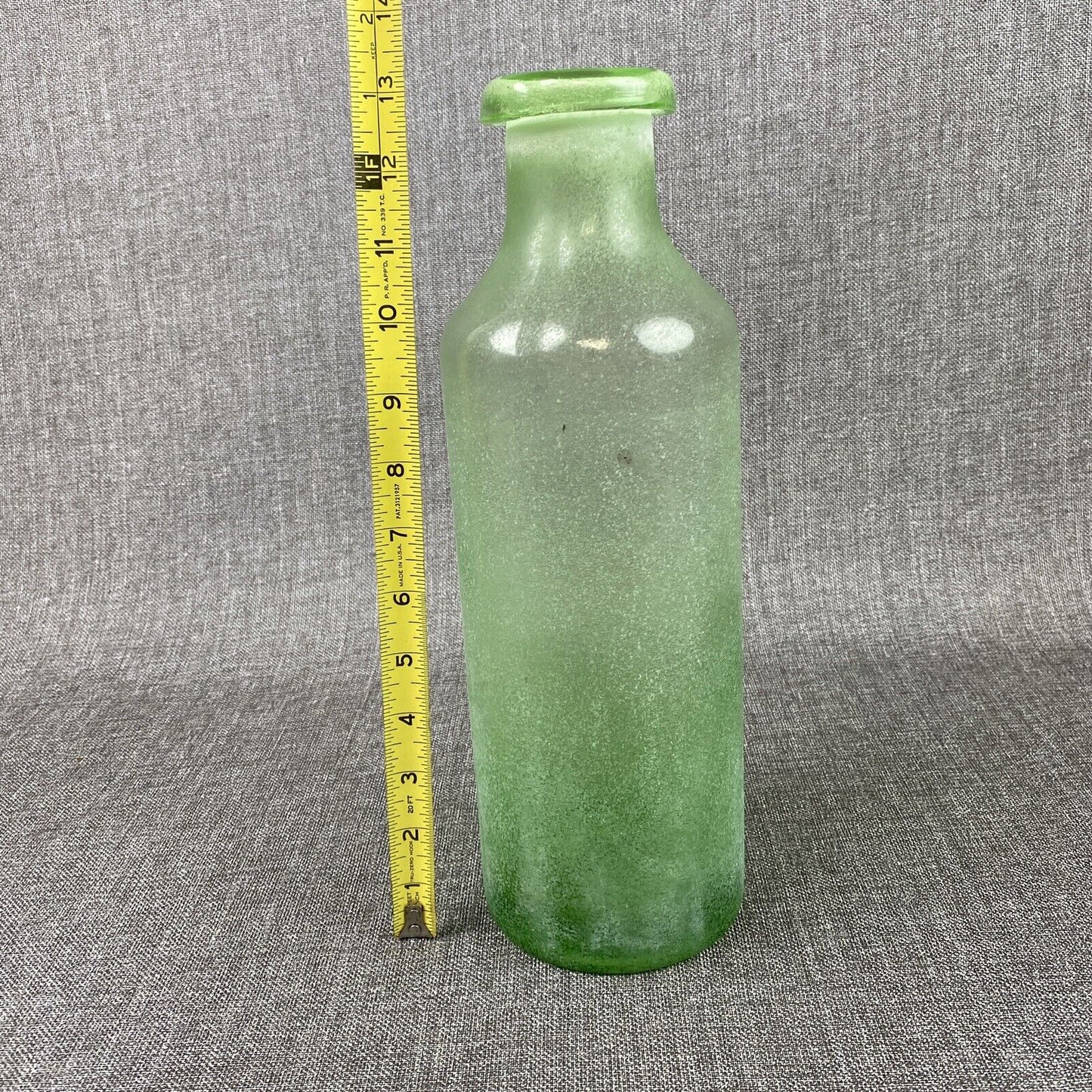 Vintage Hand Blown Green Glass Bottle with pontil on the bottom 13" tall
