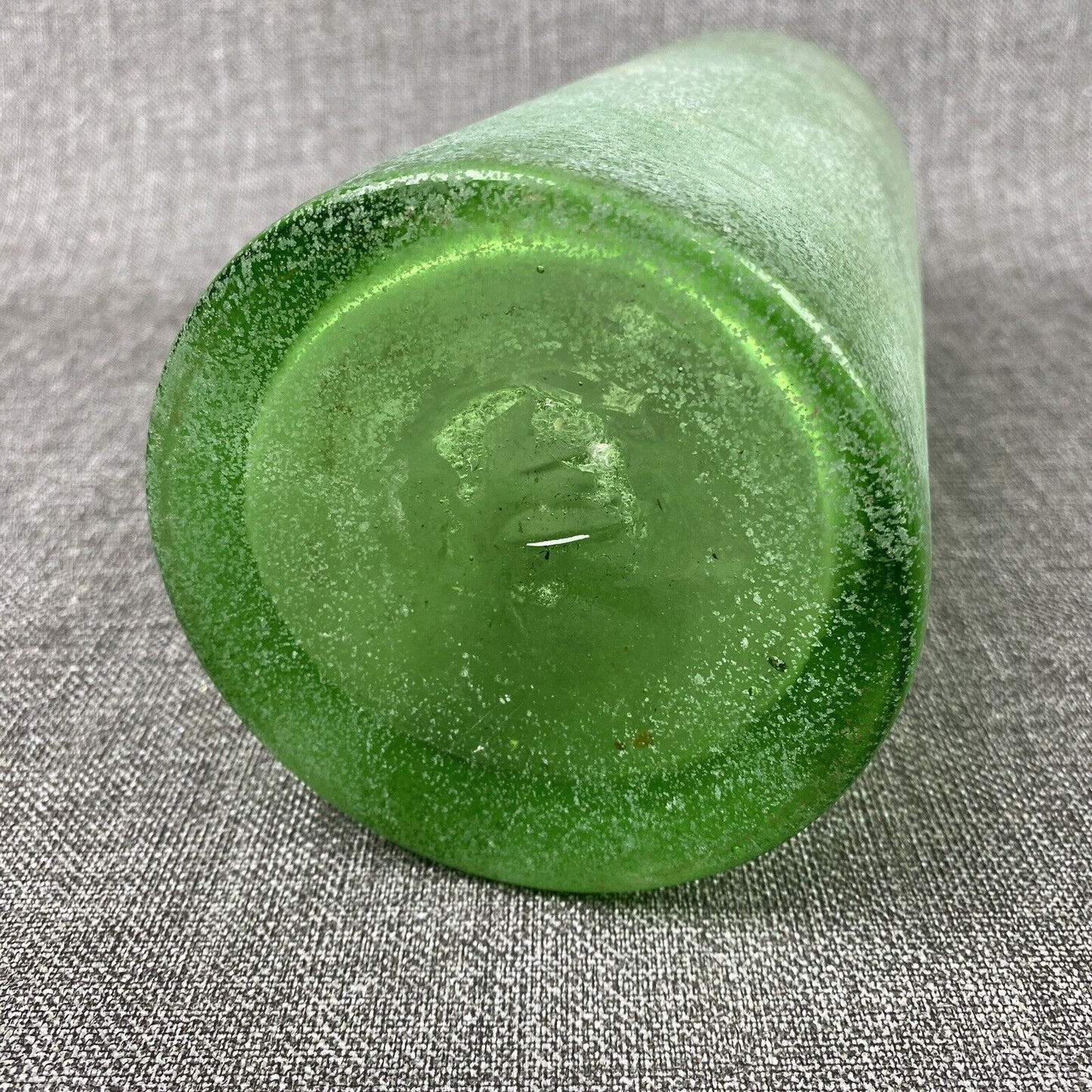 Vintage Hand Blown Green Glass Bottle with pontil on the bottom 13" tall