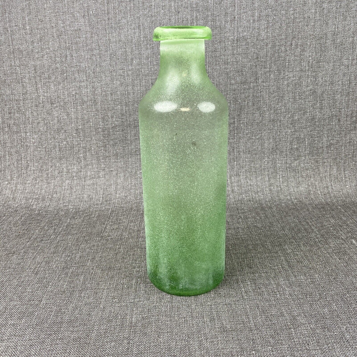 Vintage Hand Blown Green Glass Bottle with pontil on the bottom 13" tall