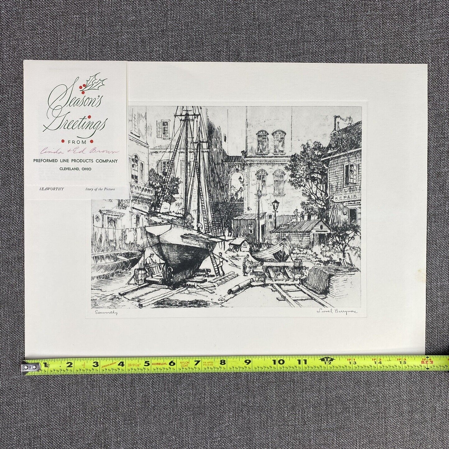 Vintage Lionel Barrymore Talio-Chrome Etching 'Seaworthy' 12" x 16"