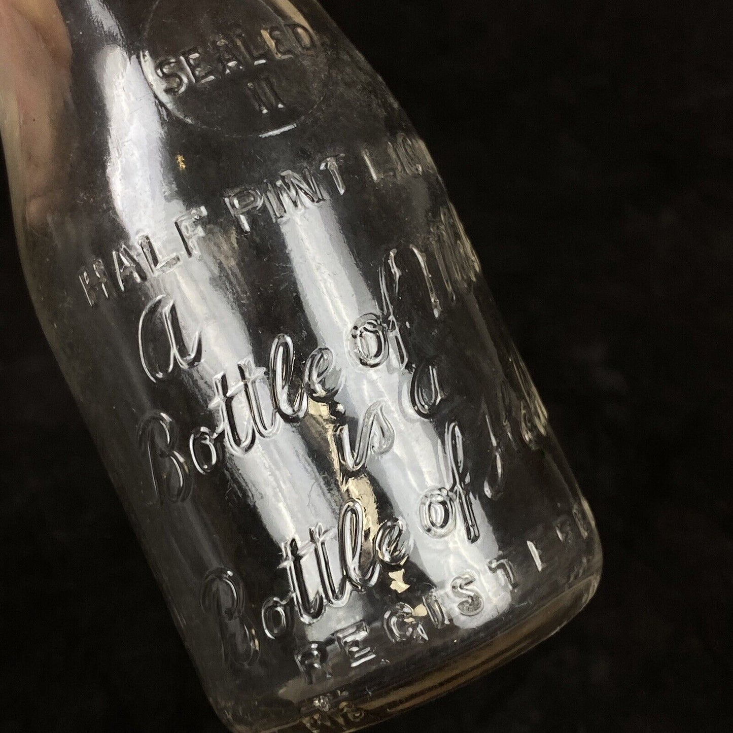 Vintage Baby Milk Bottle "A Bottle of Milk is a Bottle of Health" 1/2 Pint