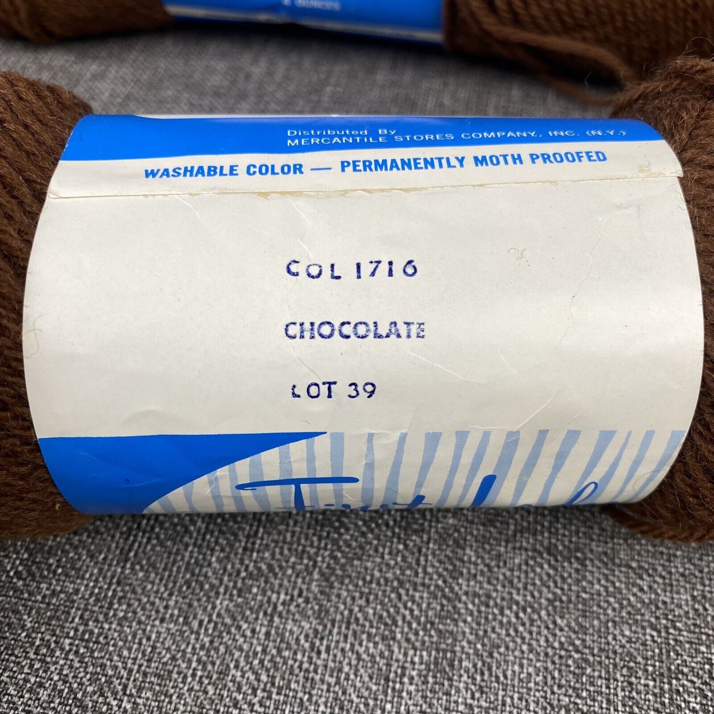 Vintage First Lady Knitting Worsted Chocolate 3 Skeins 100% Virgin Wool
