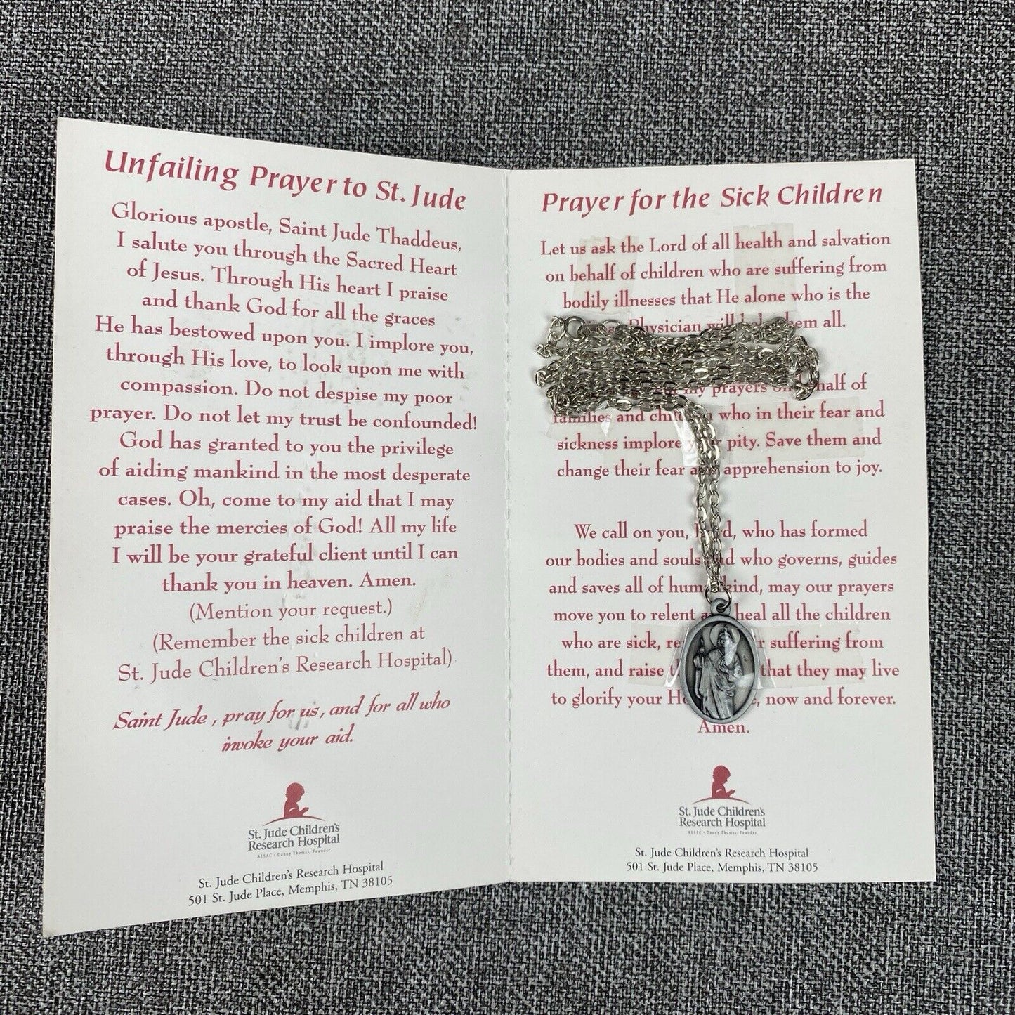 St Jude Children's Hospital Christianity Medal Pendant