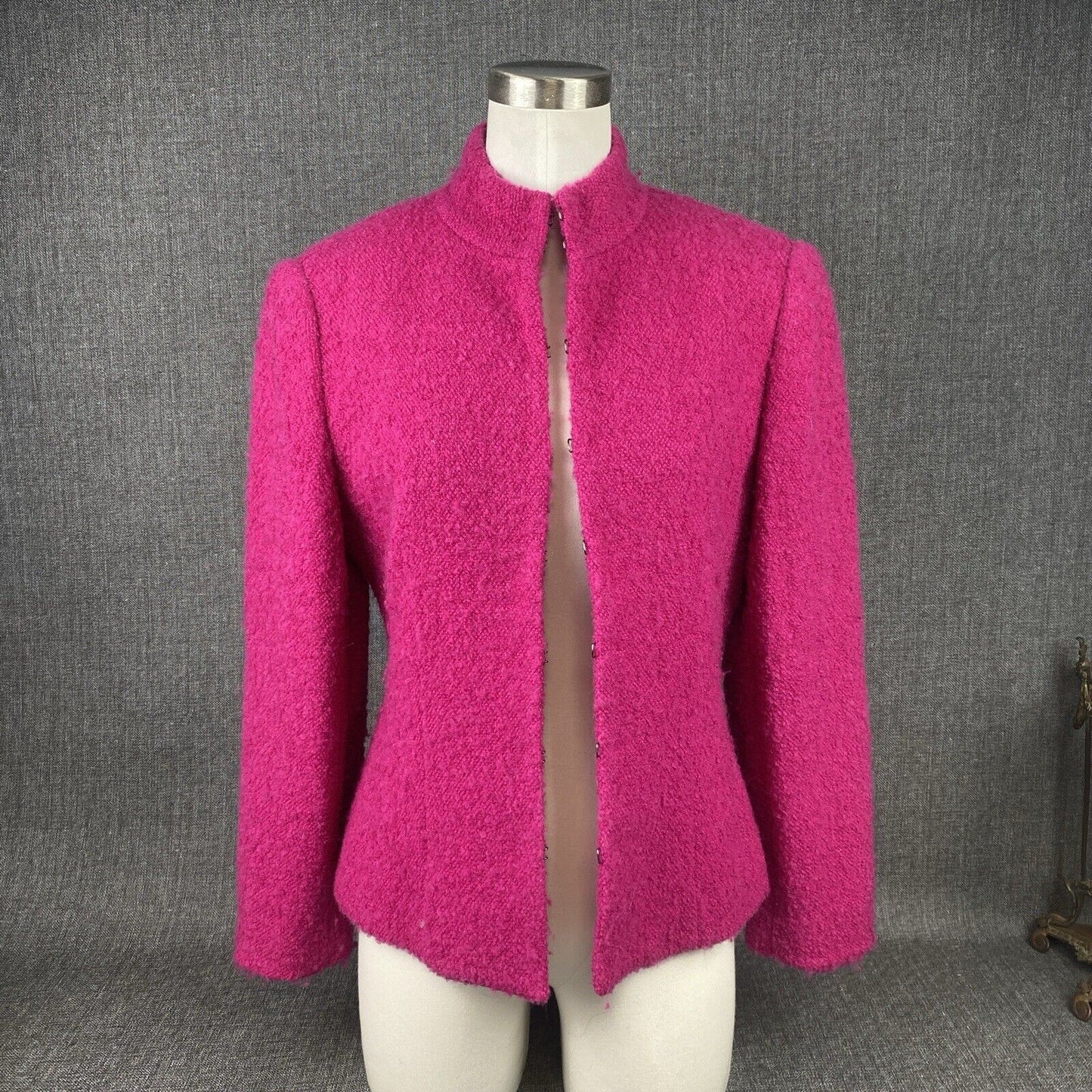 Carlisle Collection Wool Mohair Hook closure Jacket Sz. 6 Bright Fuschia Pink
