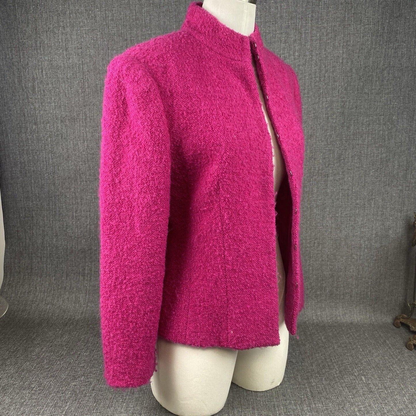 Carlisle Collection Wool Mohair Hook closure Jacket Sz. 6 Bright Fuschia Pink