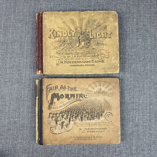 2-Antique Hymns Fair as Morning Sunday School Kindly Light 1891 Religious Music