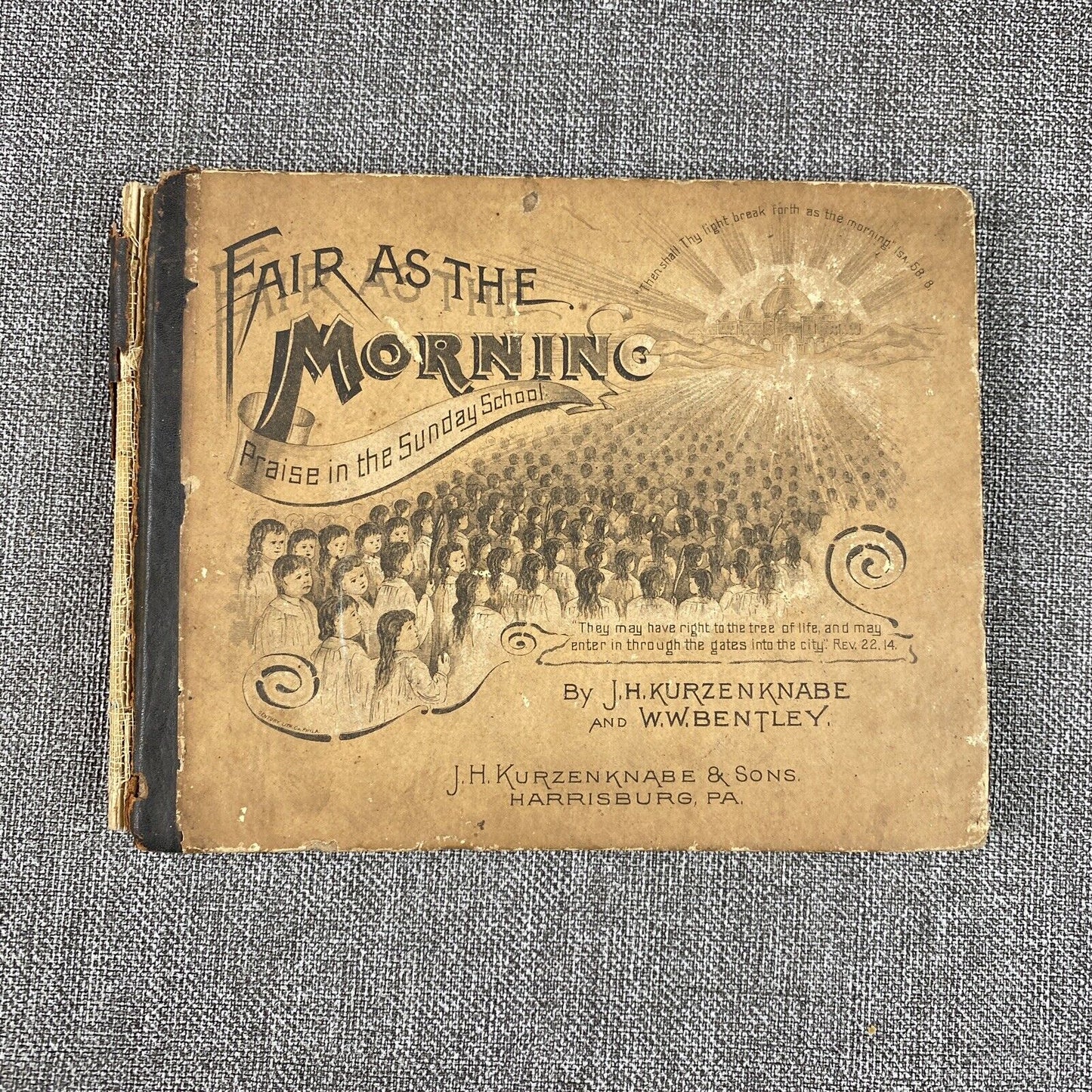2-Antique Hymns Fair as Morning Sunday School Kindly Light 1891 Religious Music