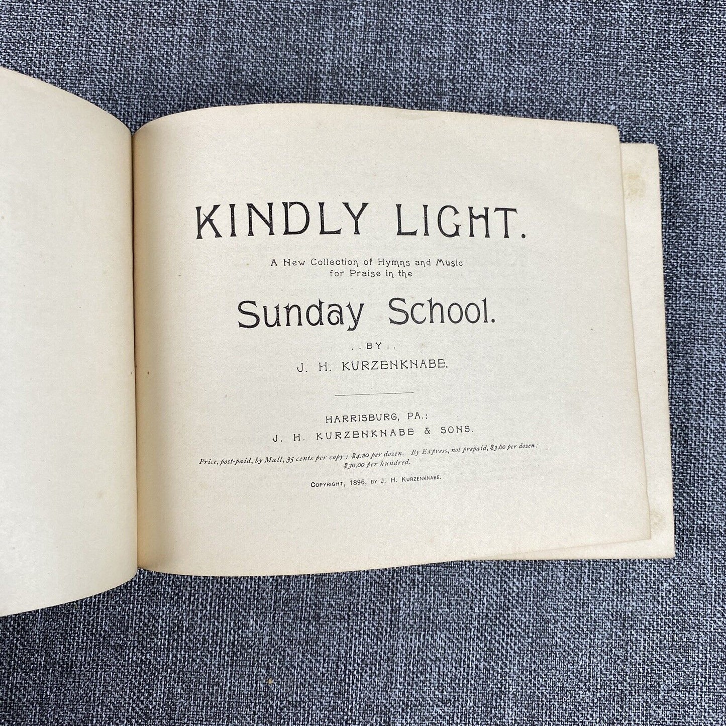 2-Antique Hymns Fair as Morning Sunday School Kindly Light 1891 Religious Music