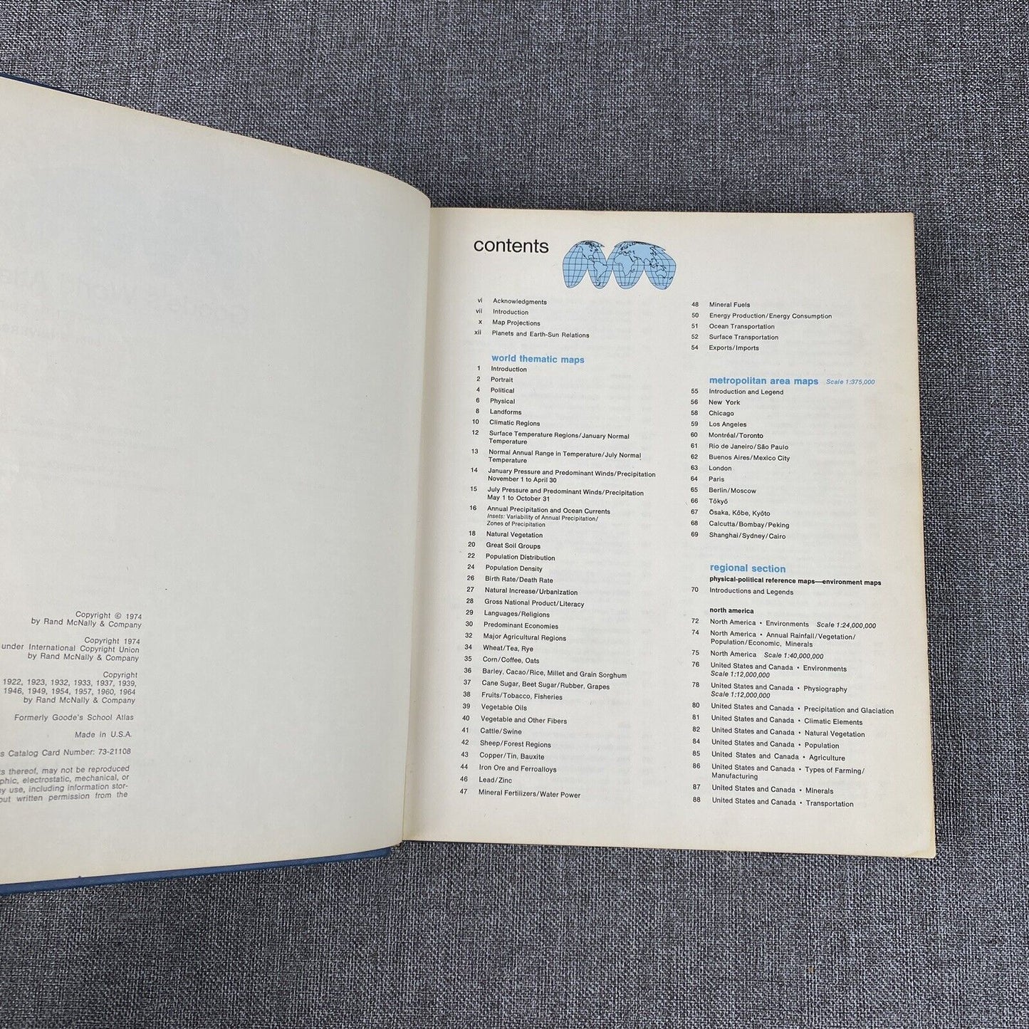 Goode's World Atlas Golden Anniversary Print 1974 Rand Mcnally Illust