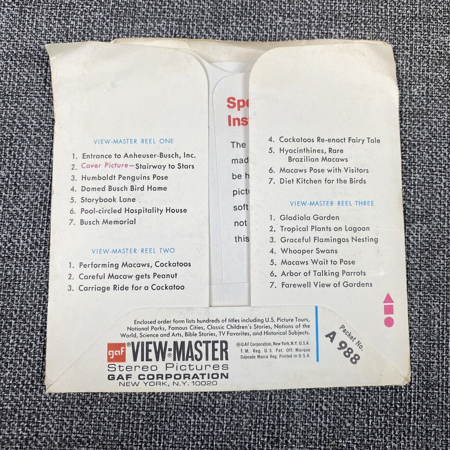 BUSCH GARDENS Zoological Park Tampa Florida 3d View-Master 3 Reel Packet