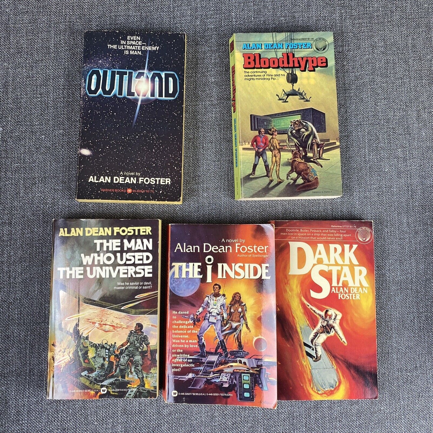 Alan Dean Foster lot of 5 Sci-fi Paperback Books, Dark Side, Bloodhype, Outland