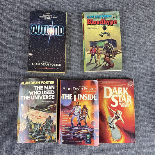 Alan Dean Foster lot of 5 Sci-fi Paperback Books, Dark Side, Bloodhype, Outland