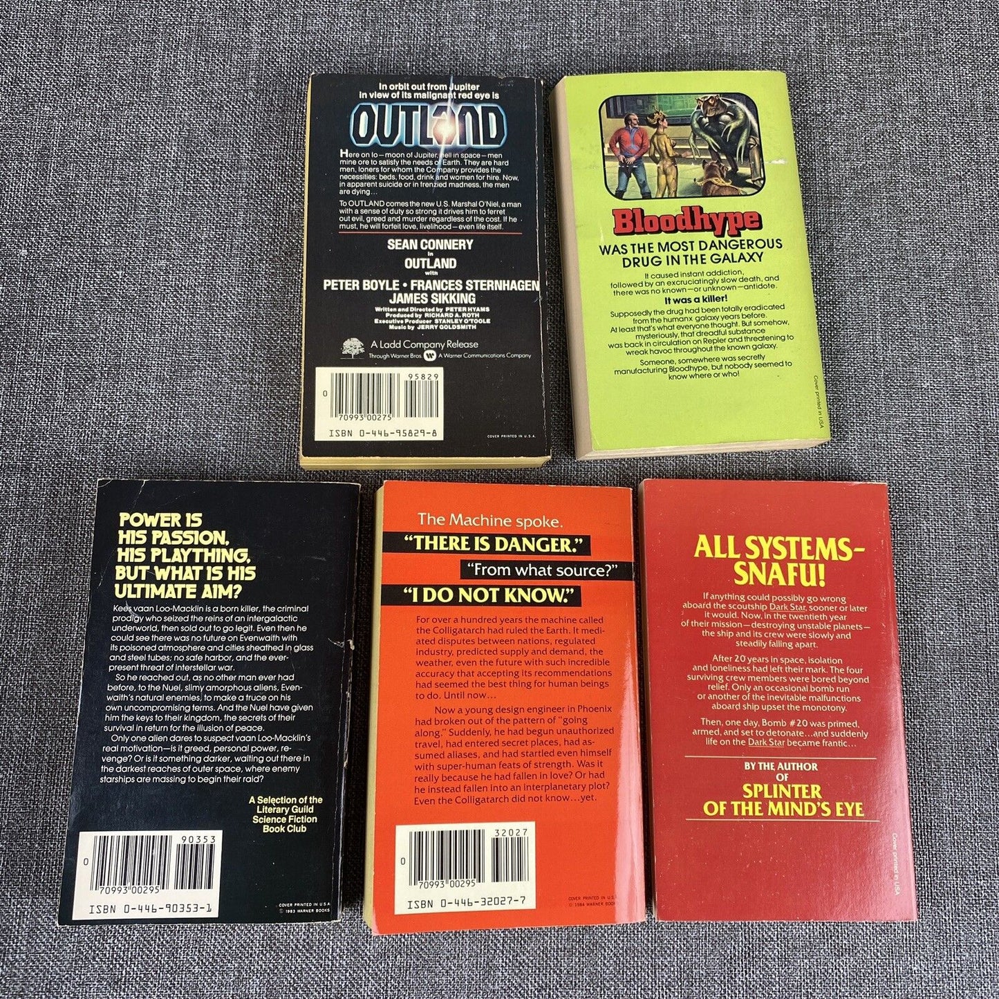 Alan Dean Foster lot of 5 Sci-fi Paperback Books, Dark Side, Bloodhype, Outland