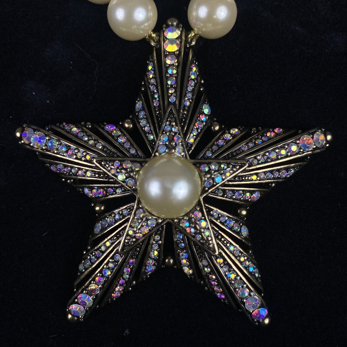 Heidi Daus Crystal Star & Faux Pearl Necklace & Earrings Set
