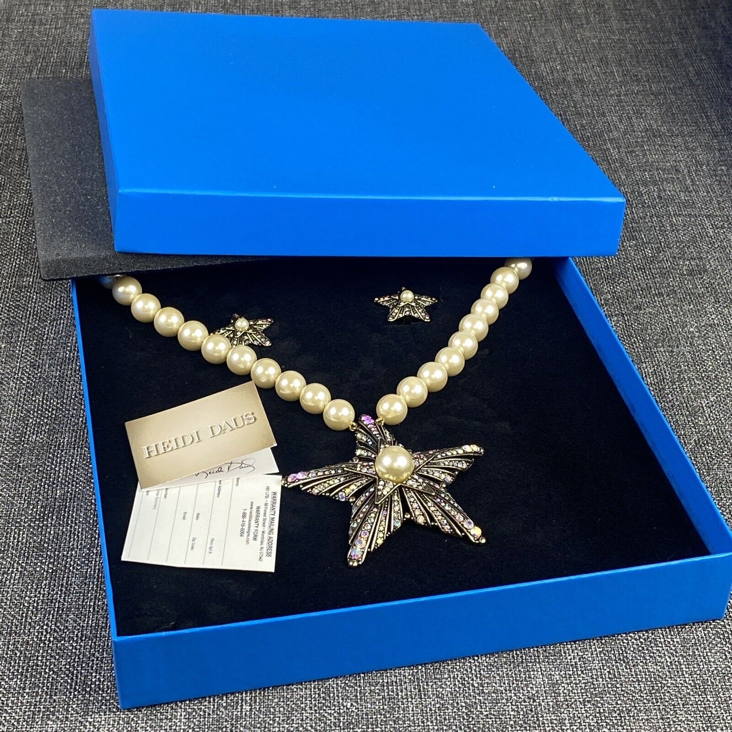 Heidi Daus Crystal Star & Faux Pearl Necklace & Earrings Set