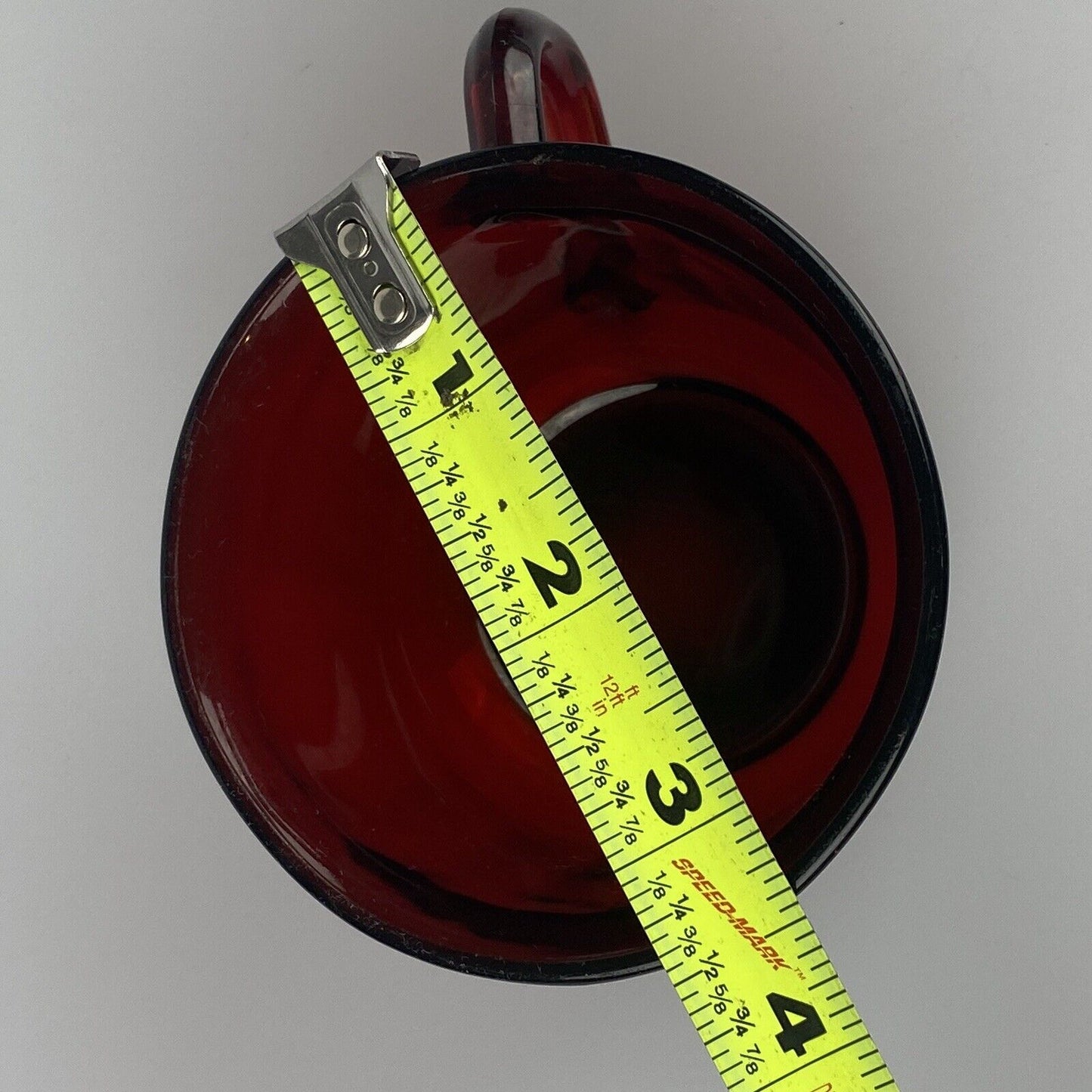 4 Vintage Glcoloc France Ruby Red Glass Mugs Coffee Tea Cups Glassware