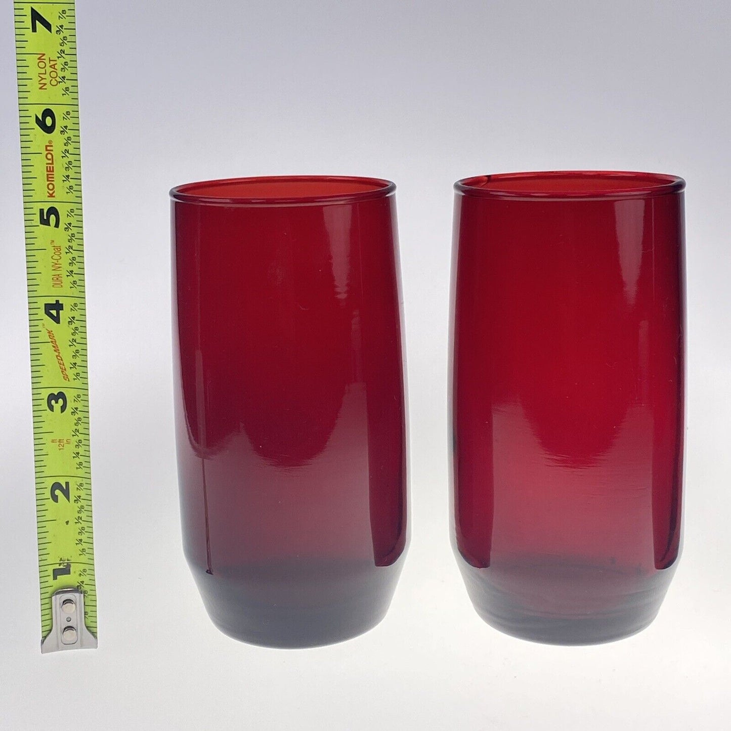 3 Vintage Anchor Hocking Roly Poly Ruby Red Glasses 8 oz Tumblers