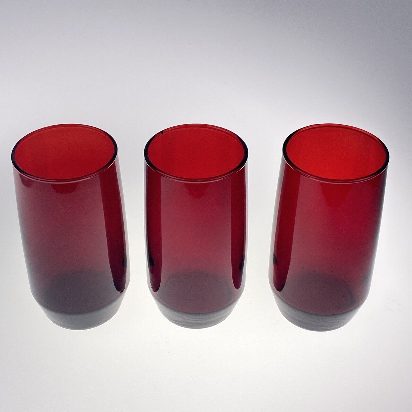 3 Vintage Anchor Hocking Roly Poly Ruby Red Glasses 8 oz Tumblers