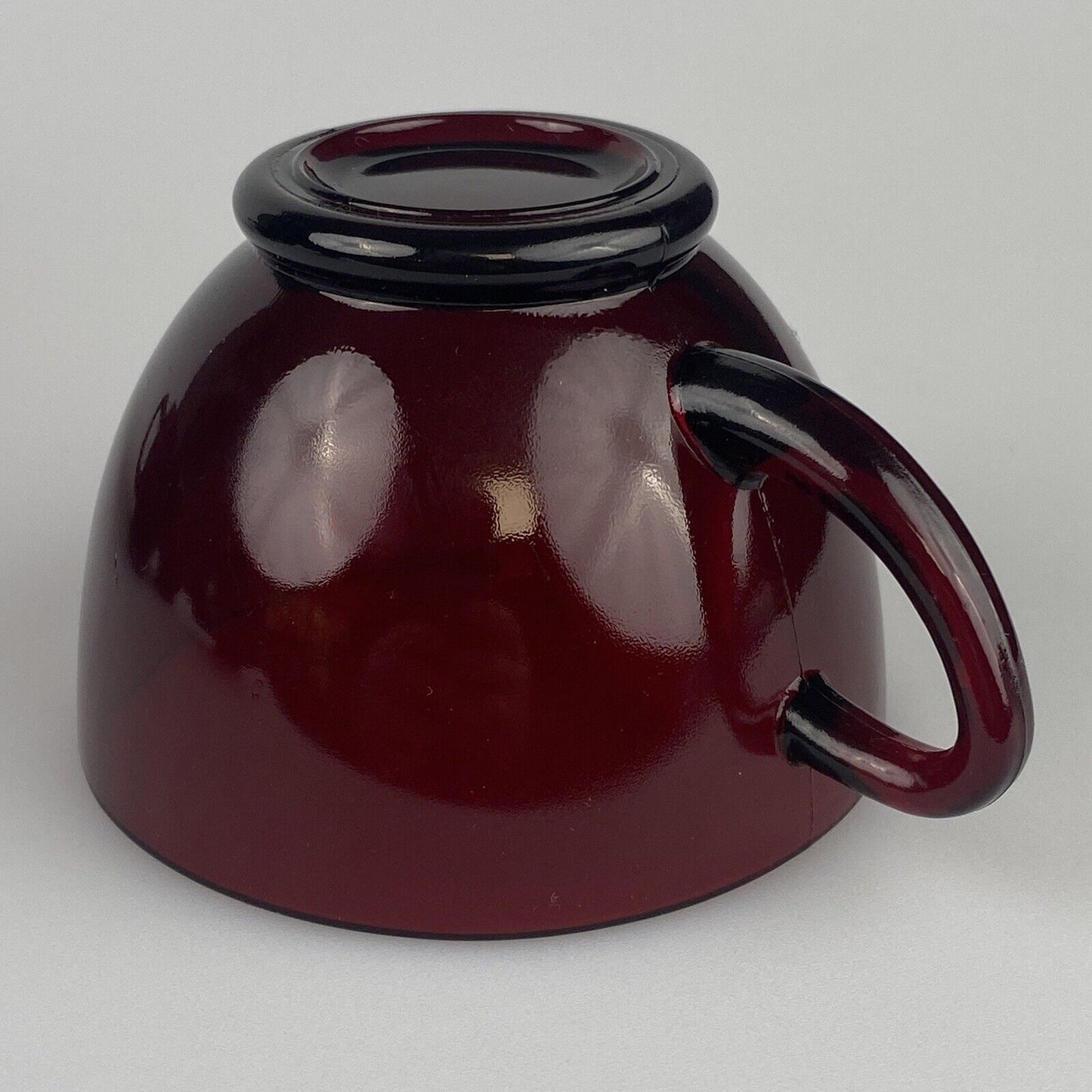 Set of 4 - Vintage Anchor Hocking ROYAL RUBY RED Mugs with Saucers
