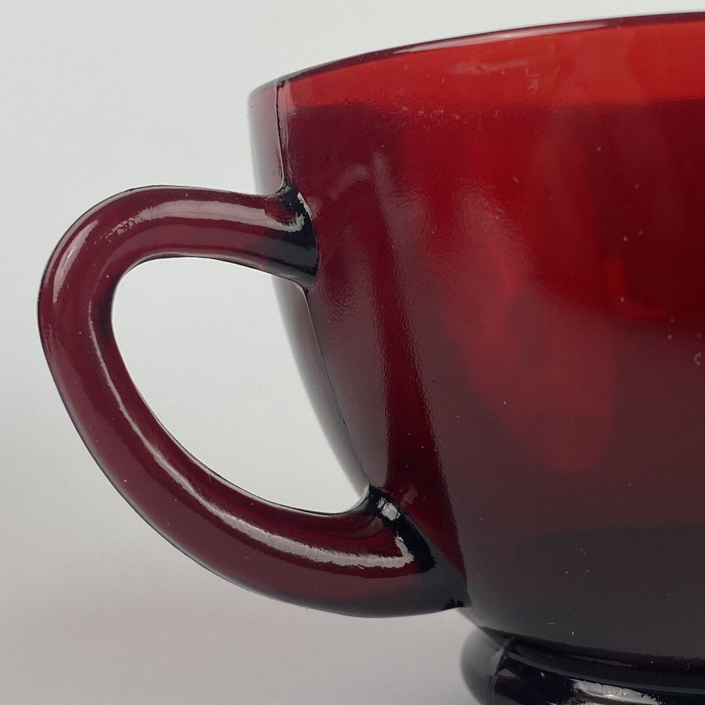 Set of 4 - Vintage Anchor Hocking ROYAL RUBY RED Mugs with Saucers