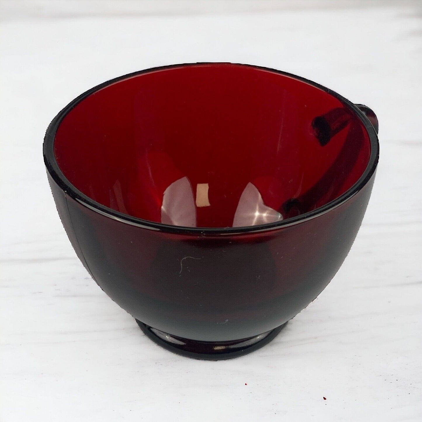 Set of 4 - Vintage Anchor Hocking ROYAL RUBY RED Mugs with Saucers