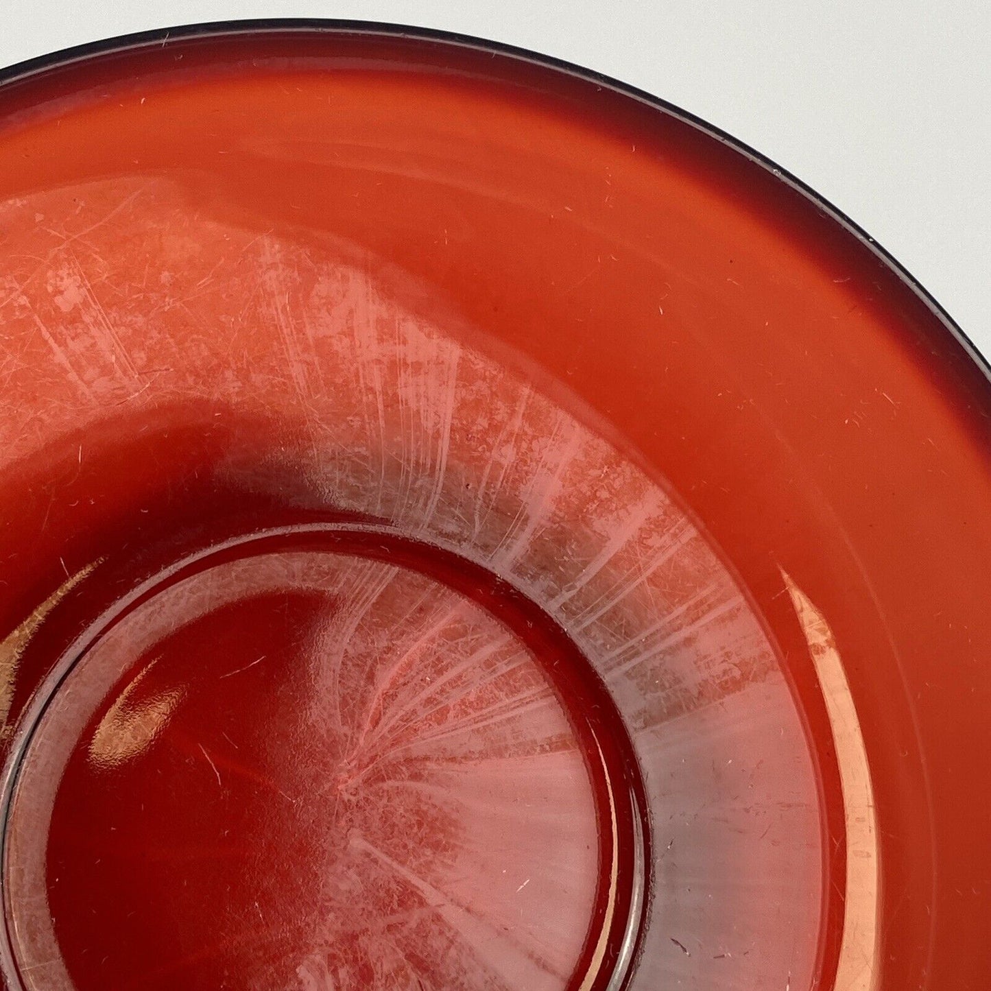 4 Vintage Glcoloc France Ruby Red Glass Saucers Glassware