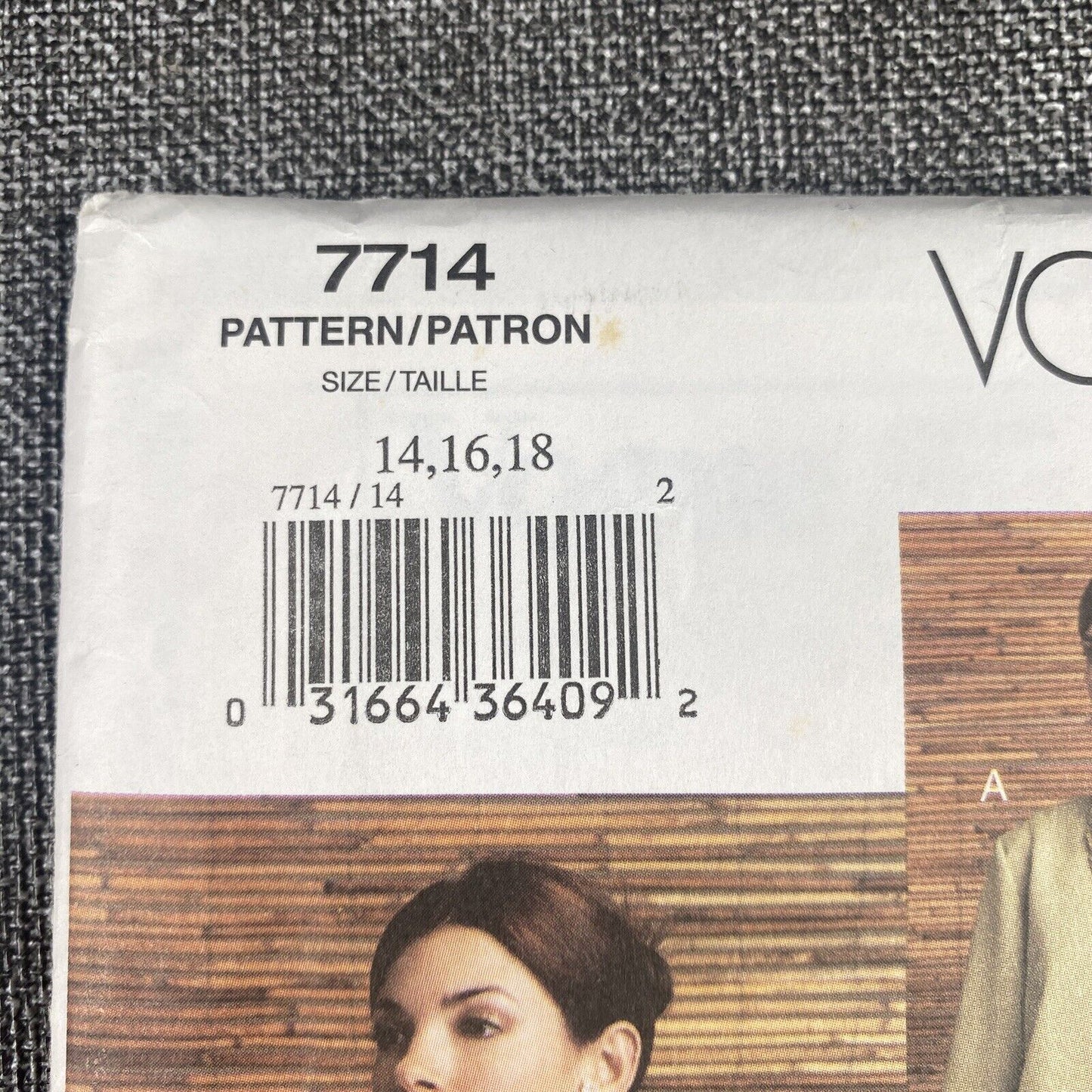 Vogue Sewing Pattern 7714 Jacket 14-16-18 uncut