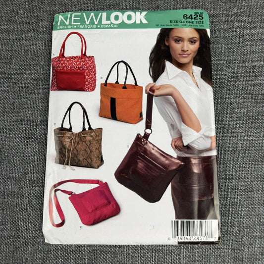 New Look Sewing Pattern 6425 Purses 4 Styles Totes Crossbody Uncut