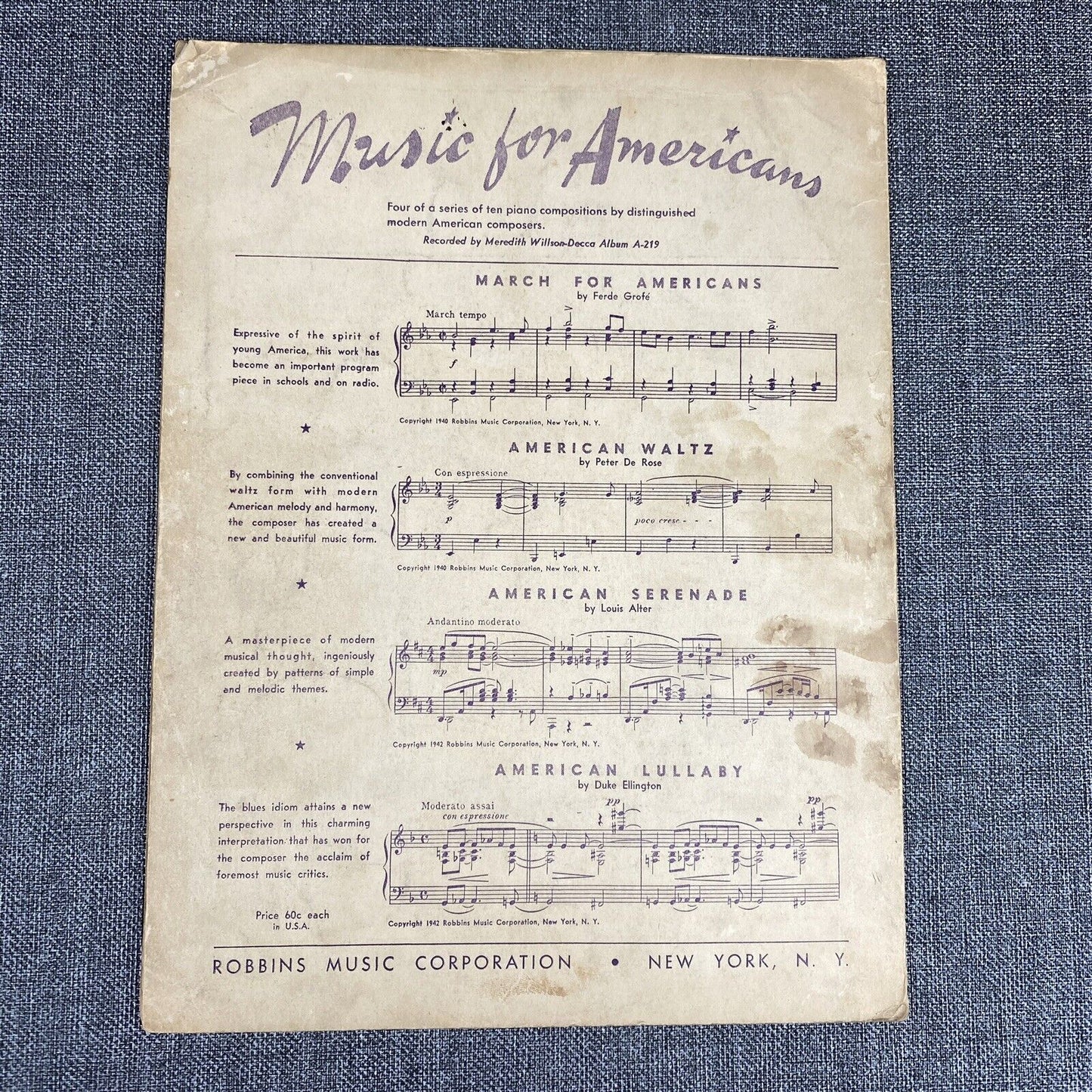 Deep Purple By Peter De Rose, A Modern Composition For The Piano, 1934 Edition