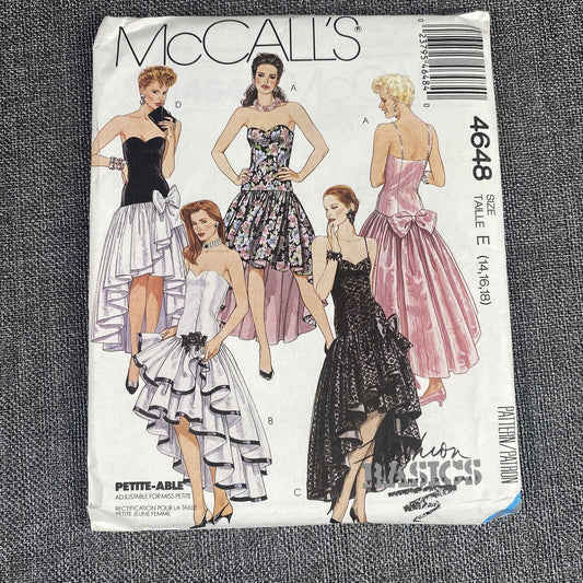 McCall's 4648 Misses Sewing Pattern Size Tall E 14, 16, 18 UnCut 1990