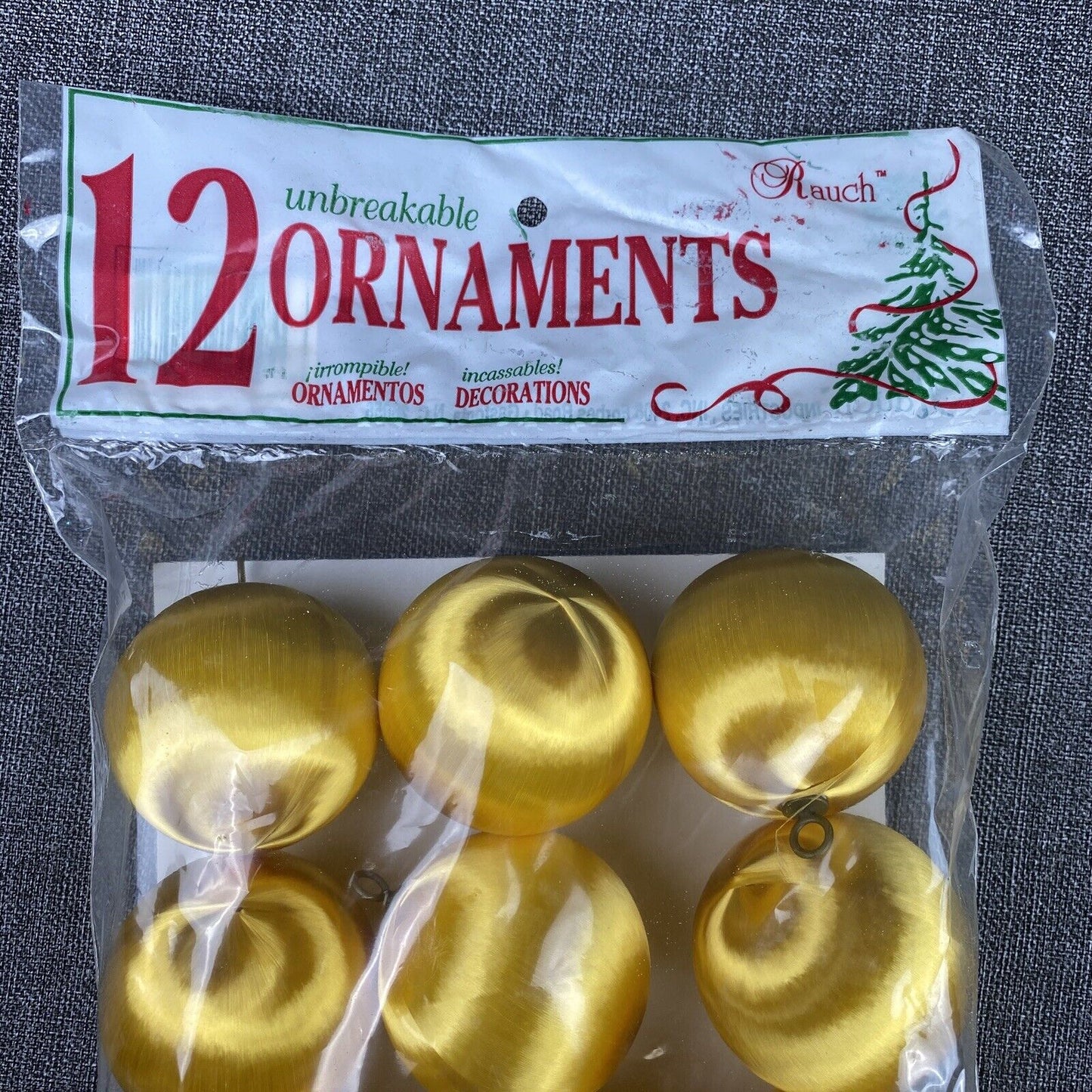 Unbreakable Christmas Ornaments 15 Piece Gold Satin Ball 2.25” Vintage NOS
