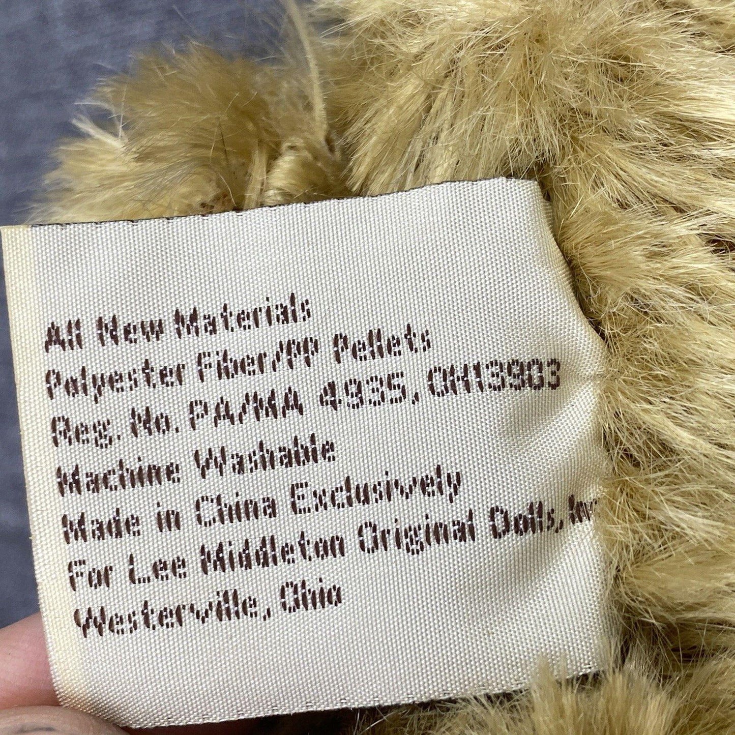 Lee Middleton Bear Plush 7" Sitting 10" Long Ohio