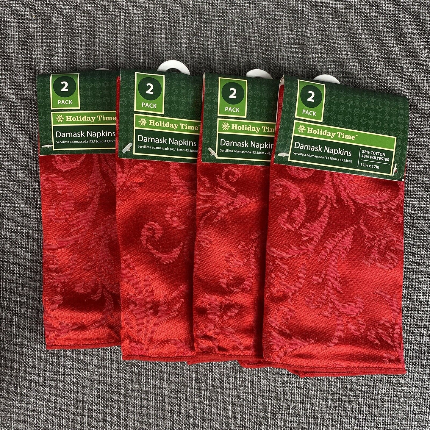 Red Damask Tablecloth Textured Floral Lotus Event Party 100 x 124 with 4 napkins