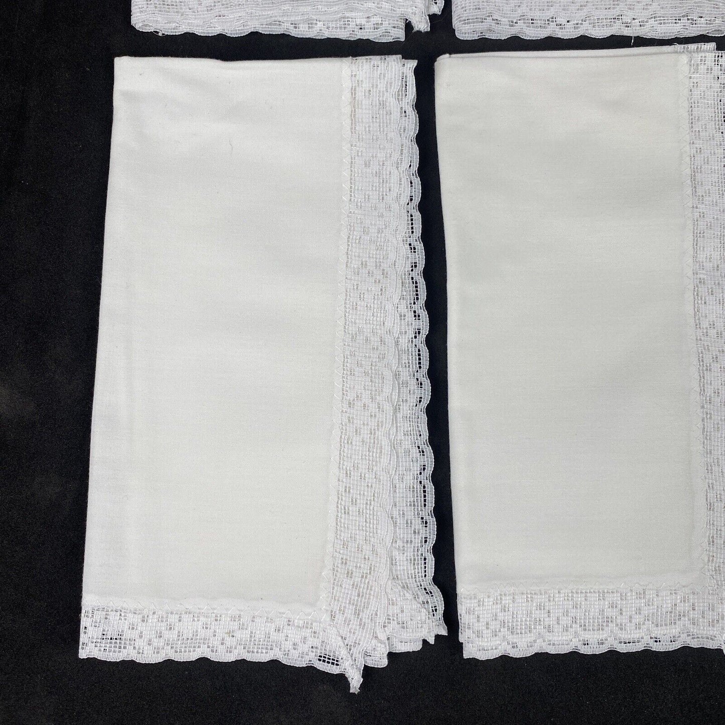 Lot of 8 Vintage Handmade White Napkin with Lace (Simple) 16" x 16" EUC
