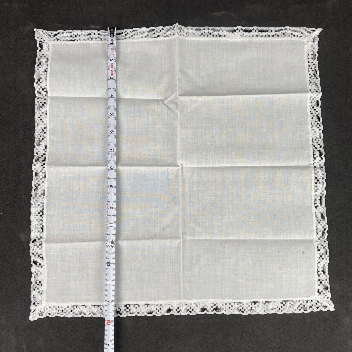 Lot of 8 Vintage Handmade White Napkin with Lace (Simple) 16" x 16" EUC