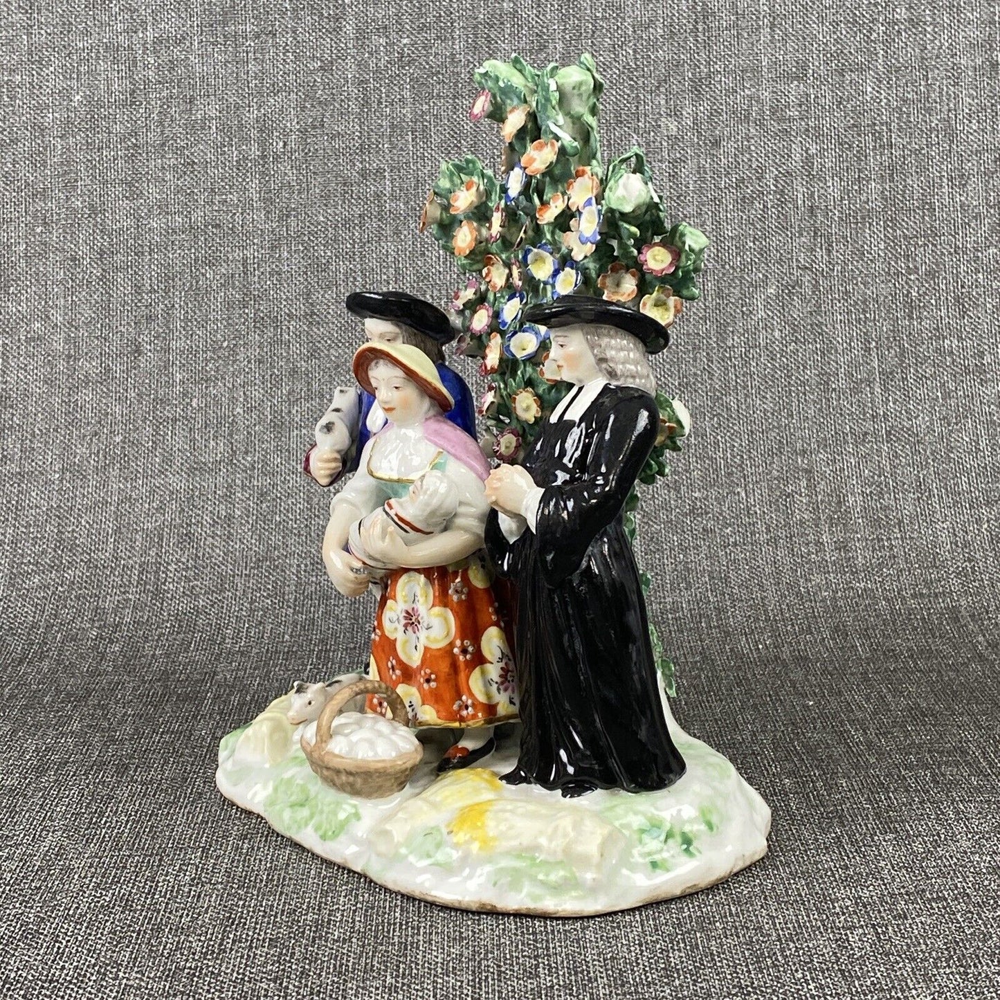 Chelsea 18th Century English Porcelain Figural Group w/Bocage 8" Figurine READ