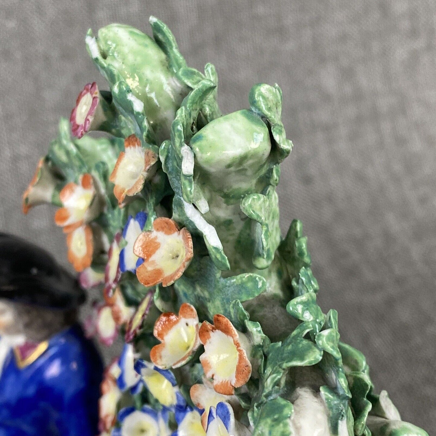 Chelsea 18th Century English Porcelain Figural Group w/Bocage 8" Figurine READ