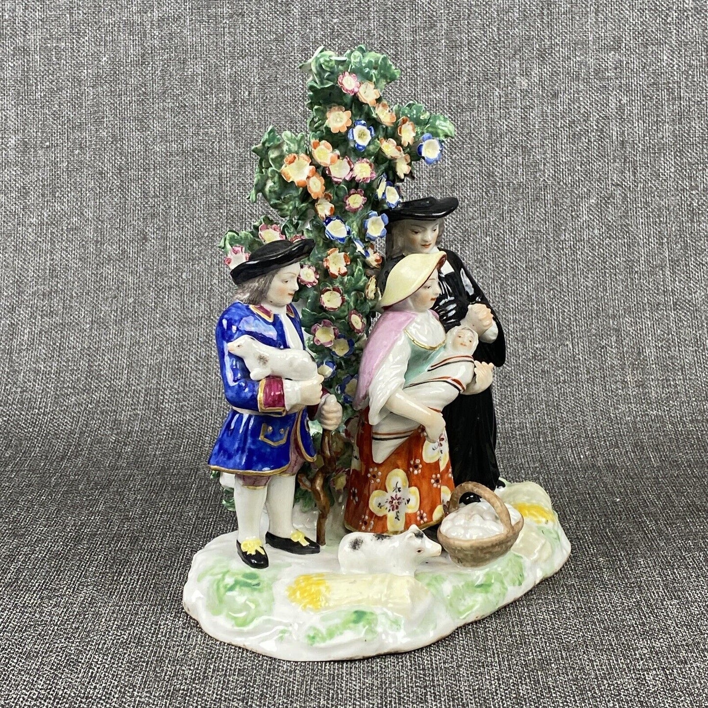 Chelsea 18th Century English Porcelain Figural Group w/Bocage 8" Figurine READ