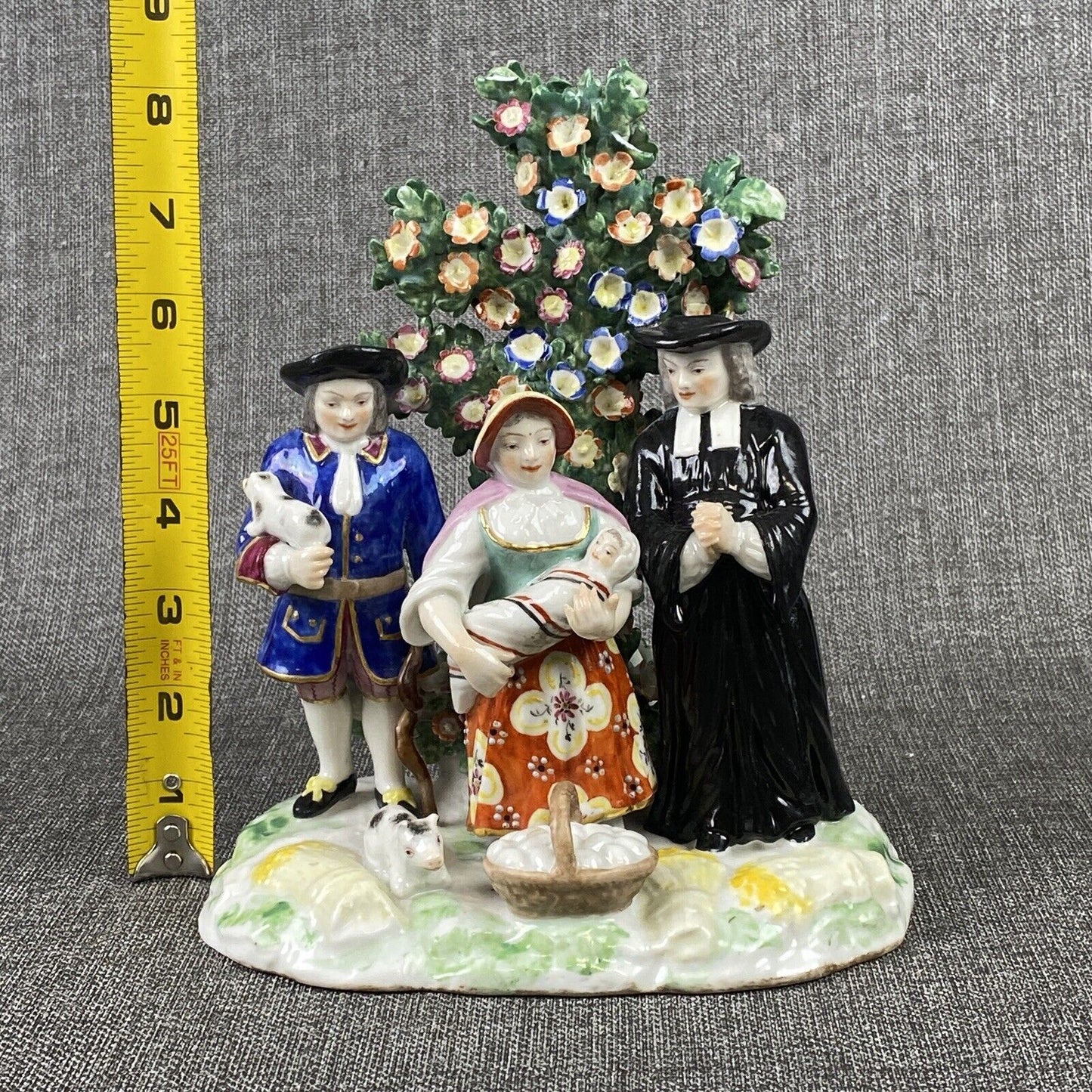 Chelsea 18th Century English Porcelain Figural Group w/Bocage 8" Figurine READ
