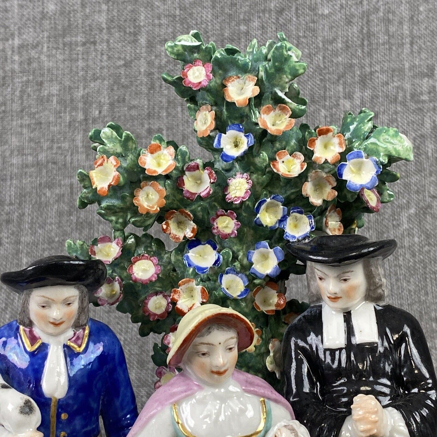 Chelsea 18th Century English Porcelain Figural Group w/Bocage 8" Figurine READ