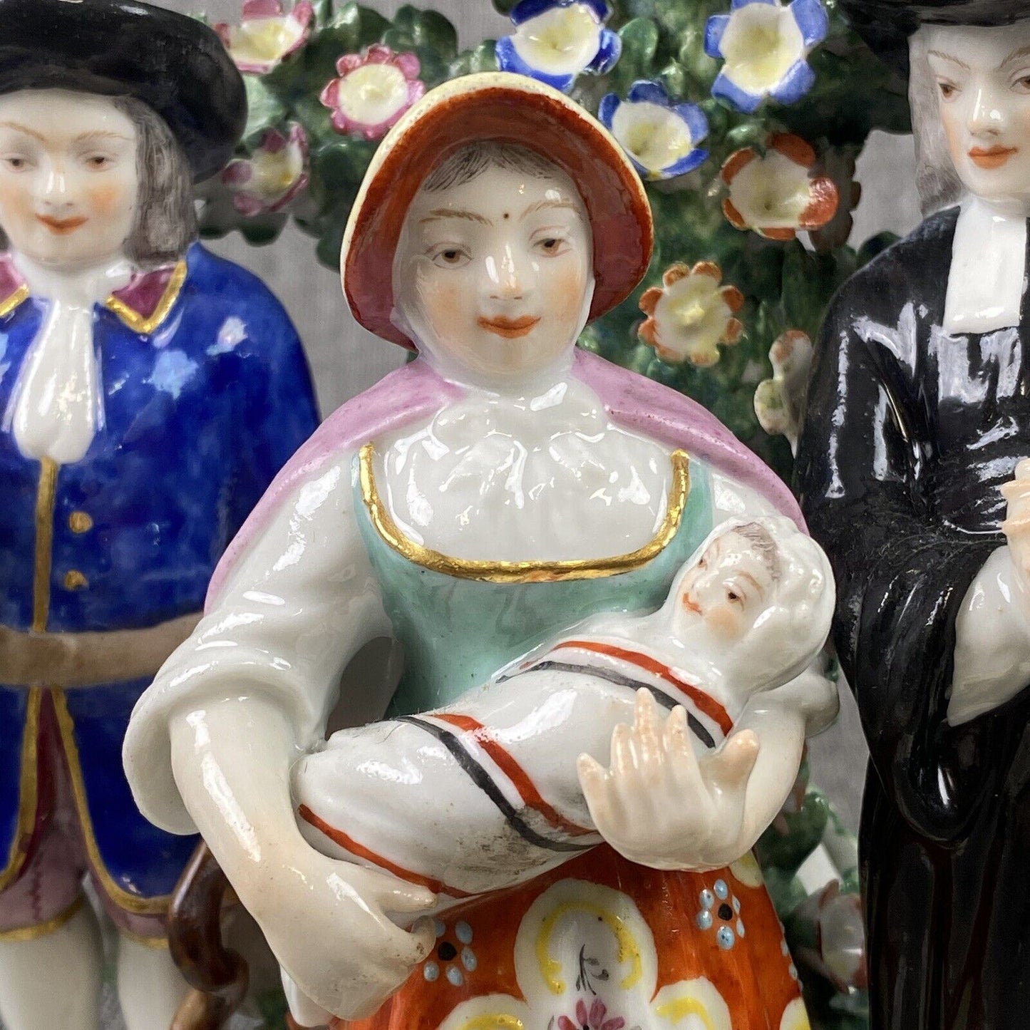 Chelsea 18th Century English Porcelain Figural Group w/Bocage 8" Figurine READ