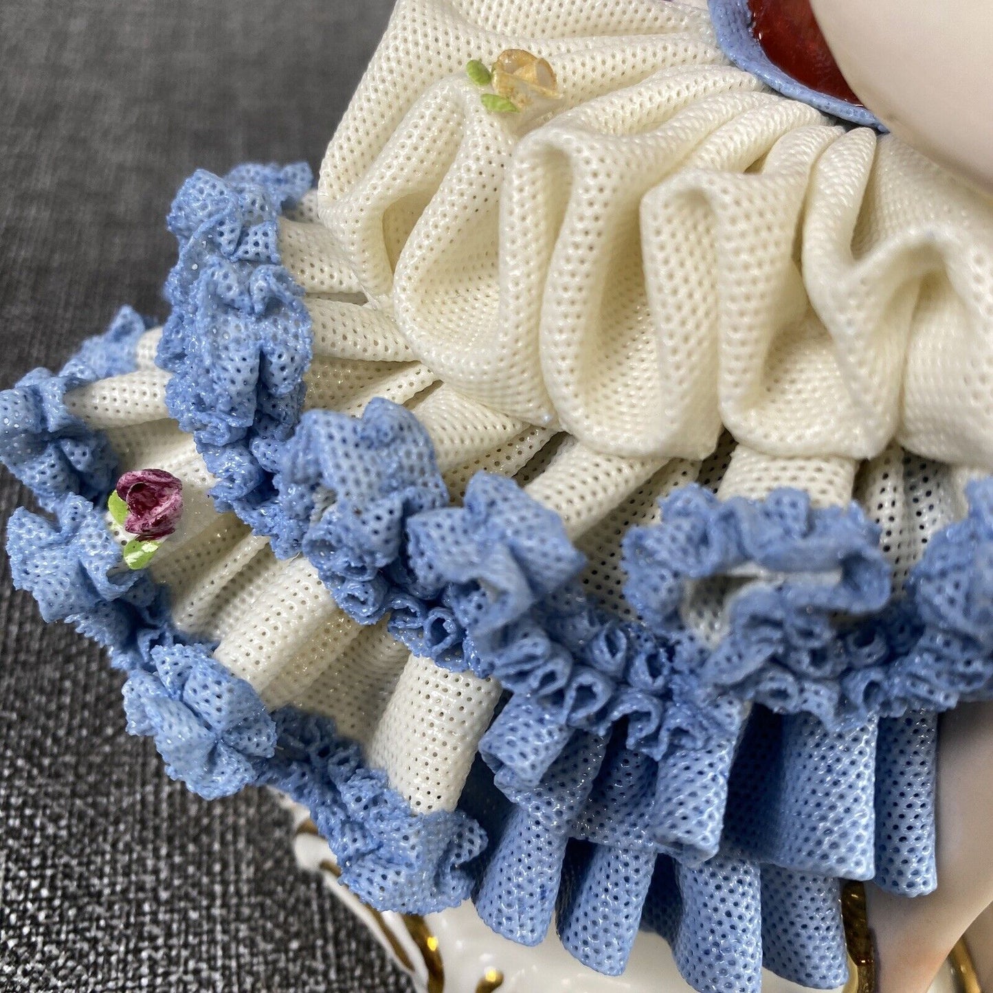 Karl Klette Women Figurine from Dresden West Germany 6.5" Blue Ruffles