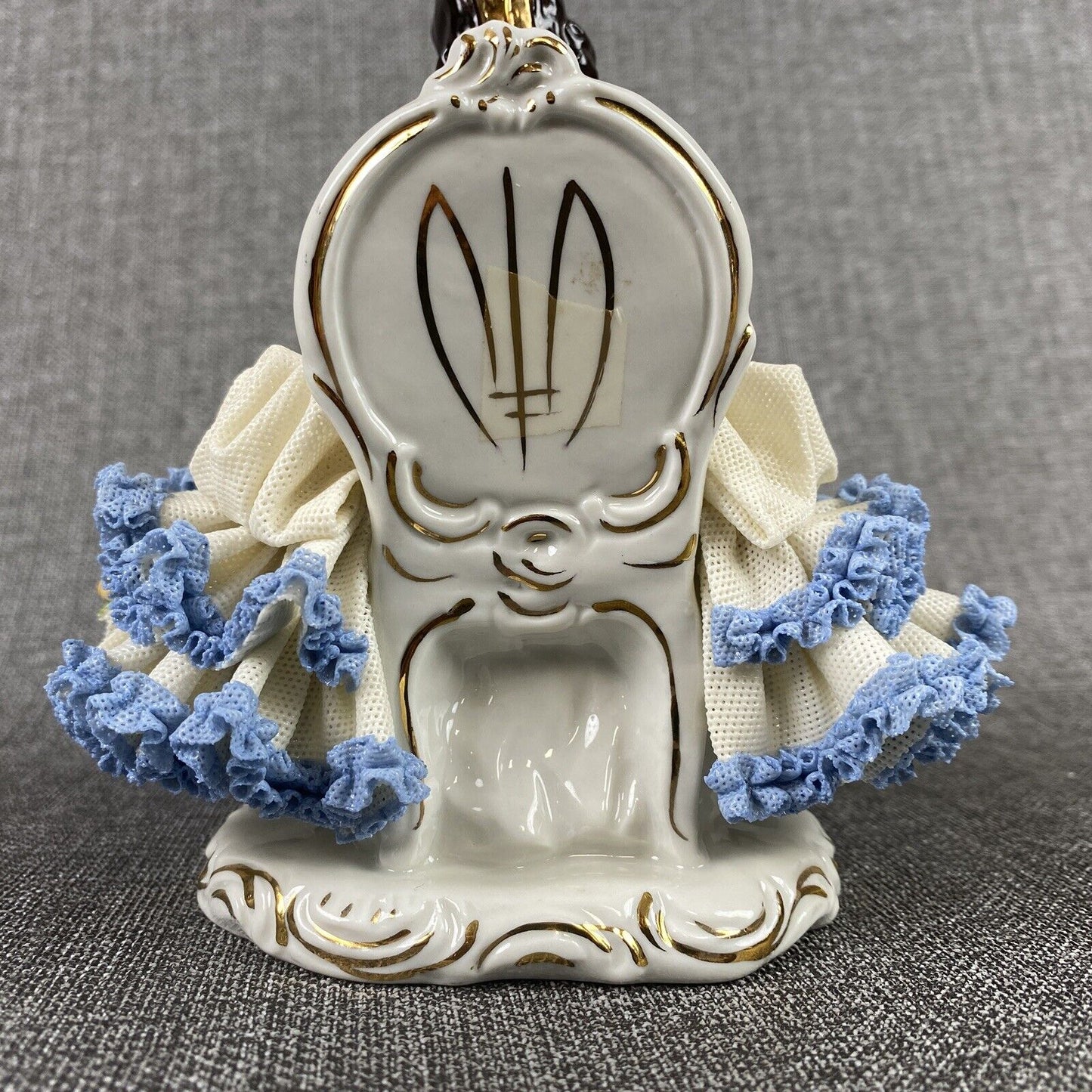 Karl Klette Women Figurine from Dresden West Germany 6.5" Blue Ruffles