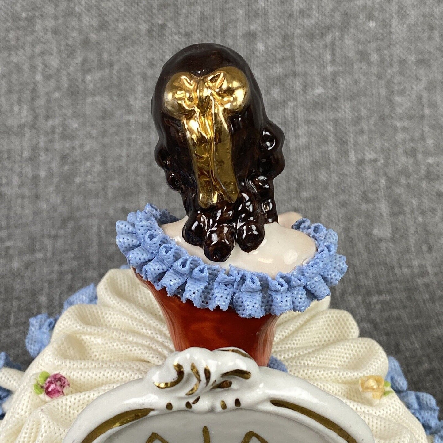 Karl Klette Women Figurine from Dresden West Germany 6.5" Blue Ruffles