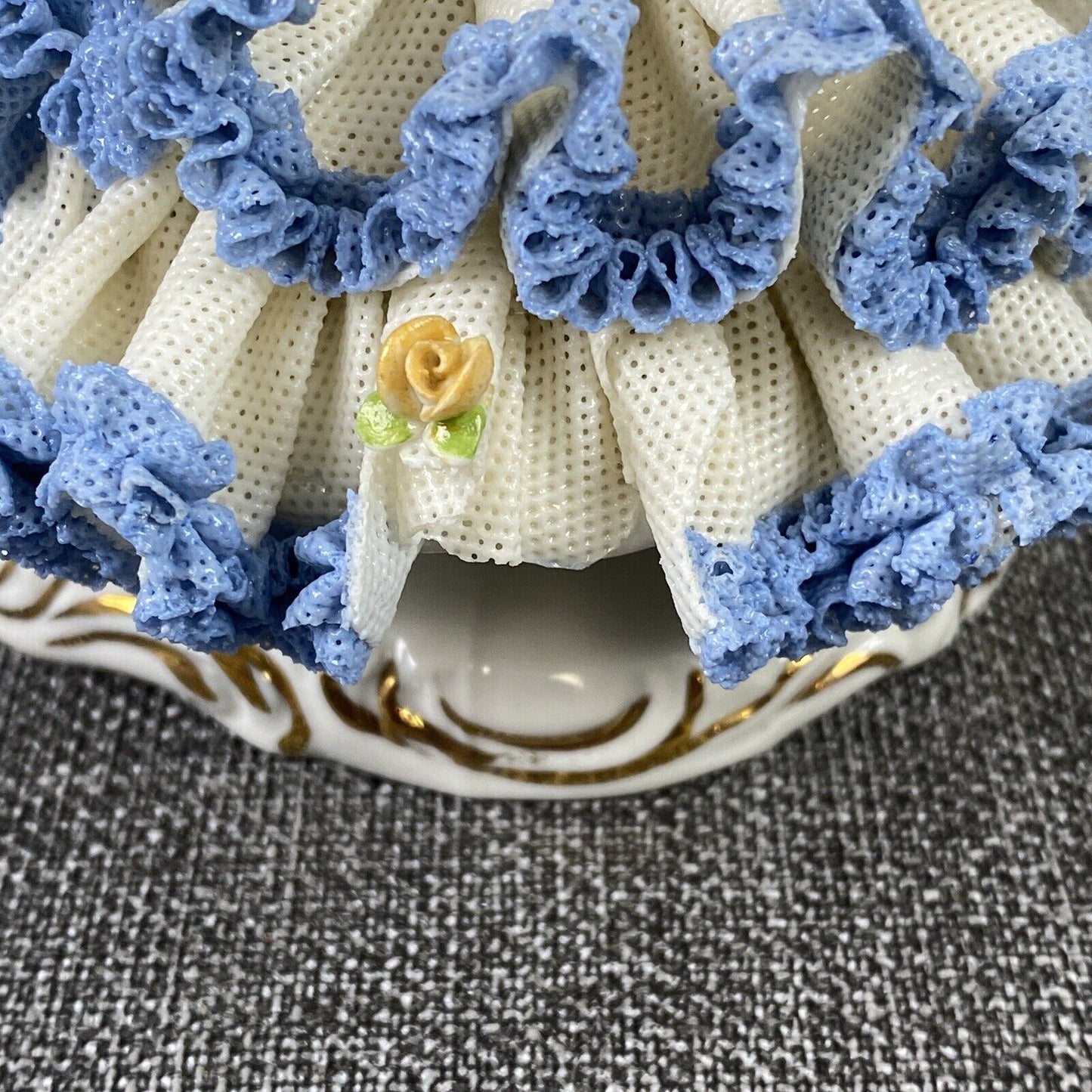Karl Klette Women Figurine from Dresden West Germany 6.5" Blue Ruffles