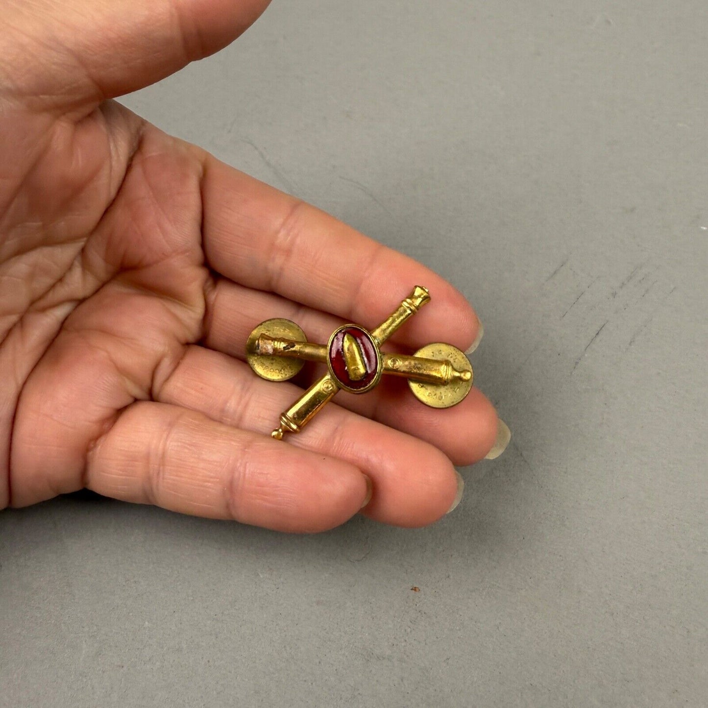 WWII US Army Coast Artillery Officer Collar Insignia Lapel Pin